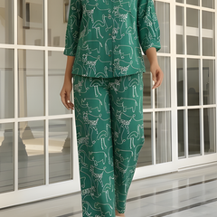 Women Green Printed Pure Cotton Co-Ord Set
