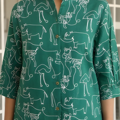 Women Green Printed Pure Cotton Co-Ord Set