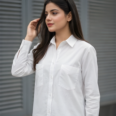 Women Cotton Slim Fit Shirt With Pockets