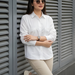 Women Cotton Slim Fit Shirt With Pockets