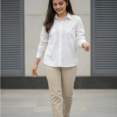 Women Cotton Slim Fit Shirt With Pockets