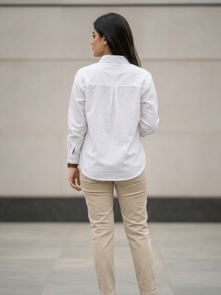 Women Cotton Slim Fit Shirt With Pockets