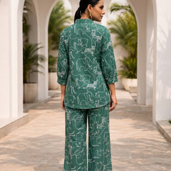 Women Green Printed Pure Cotton Co-Ord Set