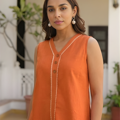Solid Cotton Flex Sleeveless Co-Ord Set