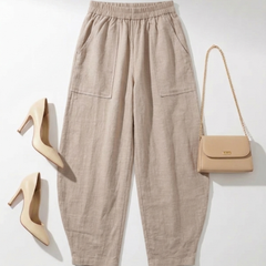 Women Cotton Solid Balloon Fit Pants