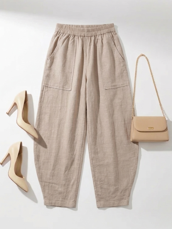 Women Cotton Solid Balloon Fit Pants