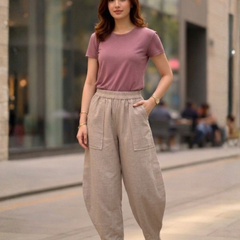 Women Cotton Solid Balloon Fit Pants