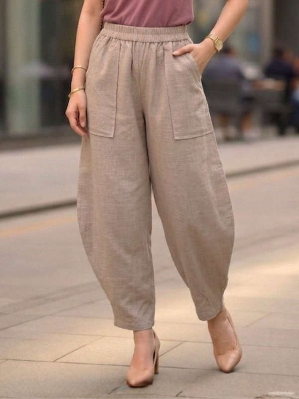 Women Cotton Solid Balloon Fit Pants