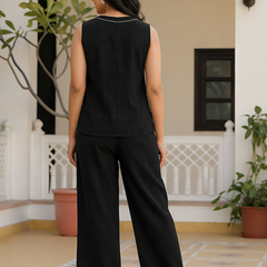 Solid Cotton Flex Sleeveless Co-Ord Set