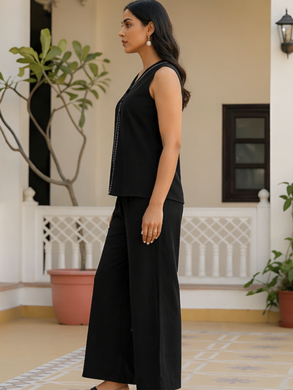 Solid Cotton Flex Sleeveless Co-Ord Set