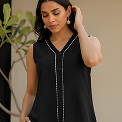 Solid Cotton Flex Sleeveless Co-Ord Set