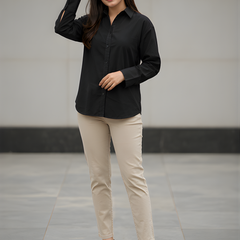 Women Cotton Slim Fit Shirt With Pockets