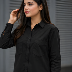 Women Cotton Slim Fit Shirt With Pockets