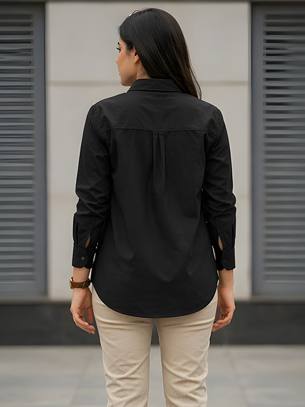 Women Cotton Slim Fit Shirt With Pockets