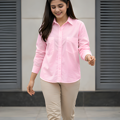 Women Cotton Slim Fit Shirt With Pockets