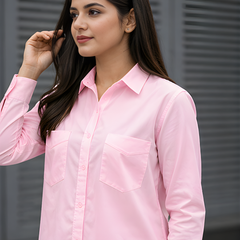Women Cotton Slim Fit Shirt With Pockets