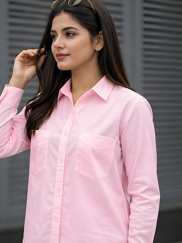 Women Cotton Slim Fit Shirt With Pockets
