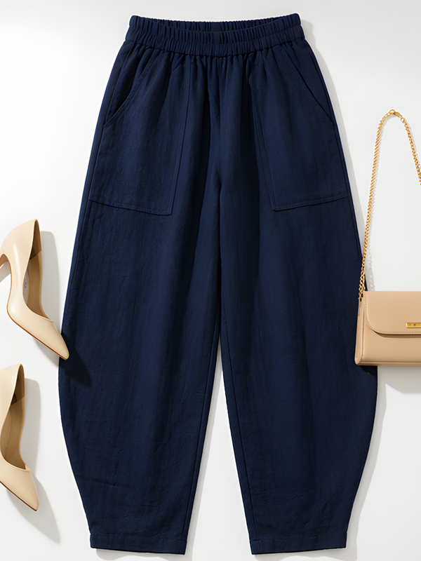 Women Cotton Solid Balloon Fit Pants