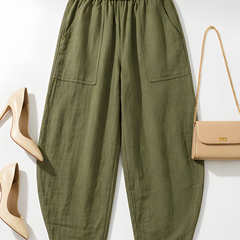 Women Cotton Solid Balloon Fit Pants