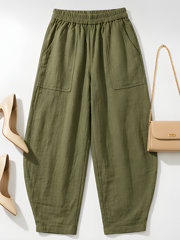 Women Cotton Solid Balloon Fit Pants