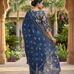 Women Cotton Floral Printed Kurta Dupatta Set