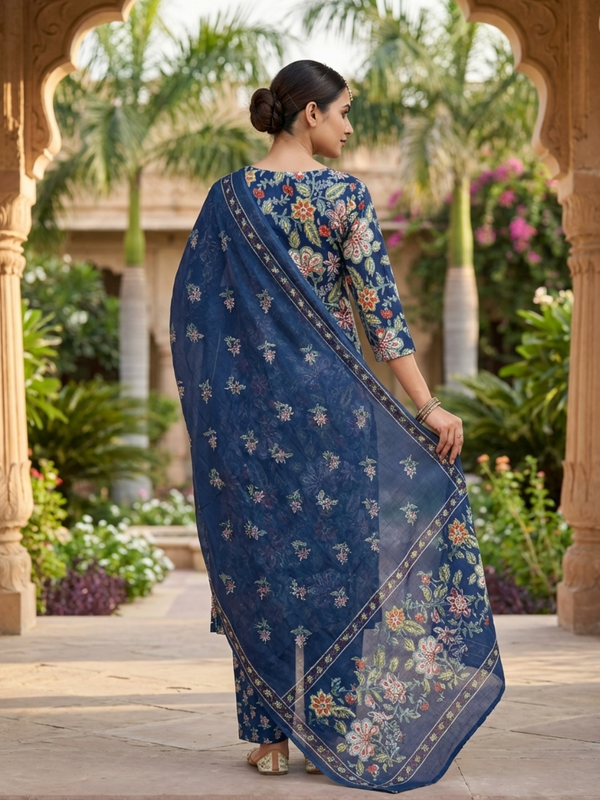 Women Cotton Floral Printed Kurta Dupatta Set