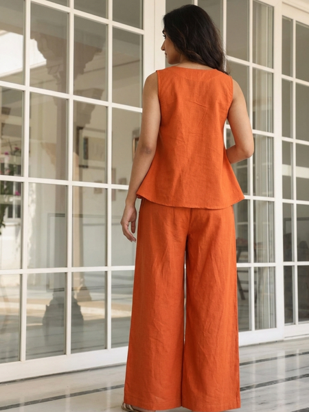 Solid Cotton Flex Sleeveless Co-Ord Set