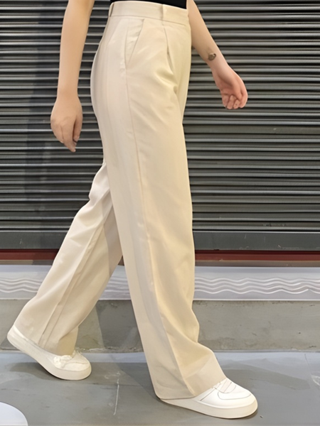 Solid Cotton Straight Fit Ankle Length Trousers