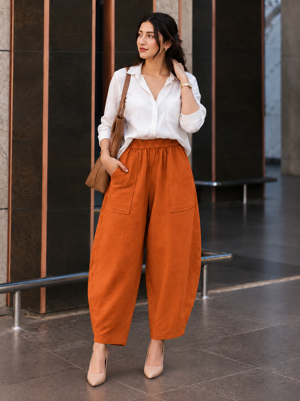Women Cotton Balloon Fit Pants