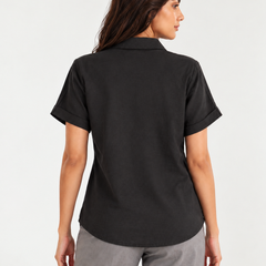 Women’s Shoulder Down Cotton Slub Solid Casual Shirt