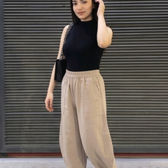 Close-up of cotton slub fabric texture solid pants