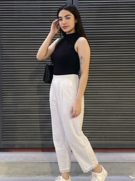 Regular fit rayon cotton palazzo side profile