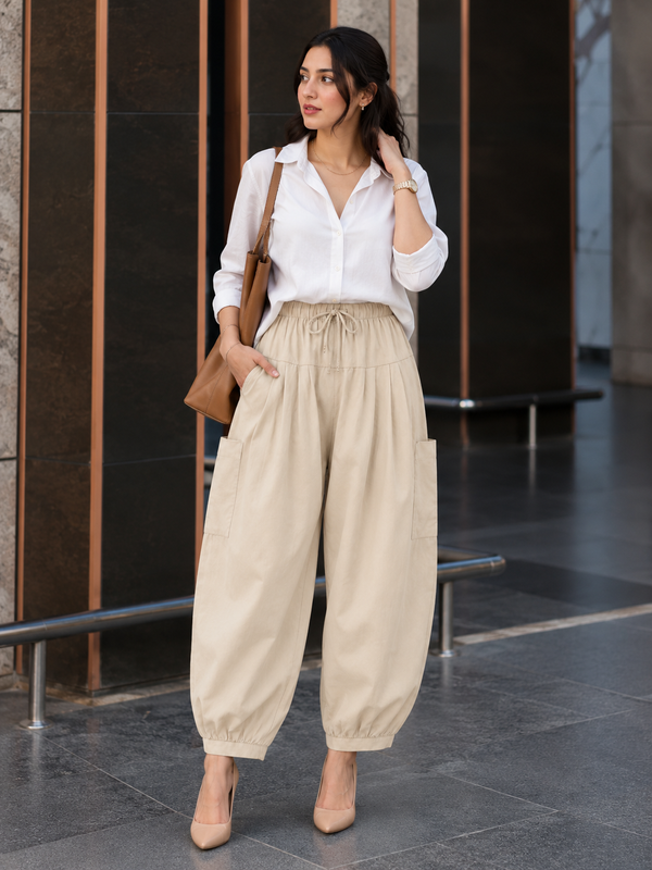 Premium Pure Cotton Bubble Fit Women Pants