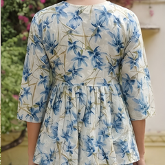 Women Cotton Floral Angrakha Style Peplum Top