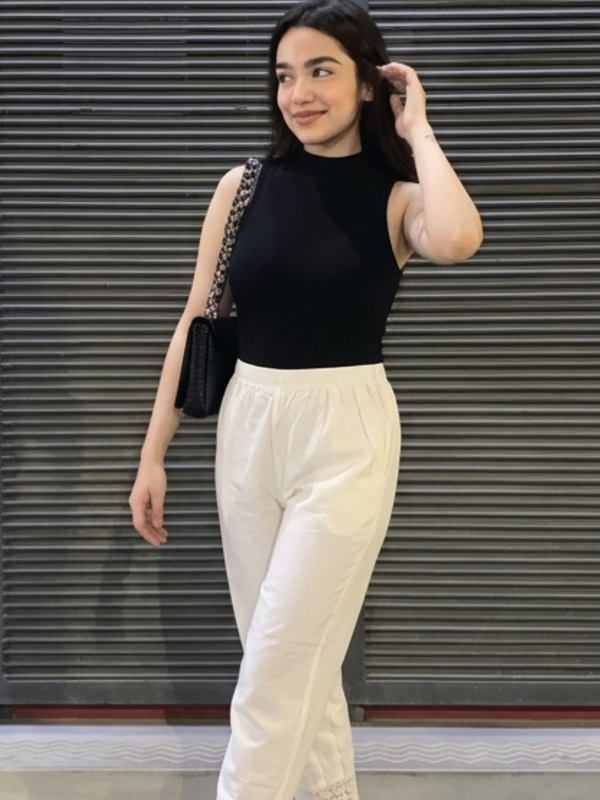 Rayon cotton regular fit palazzo side profile