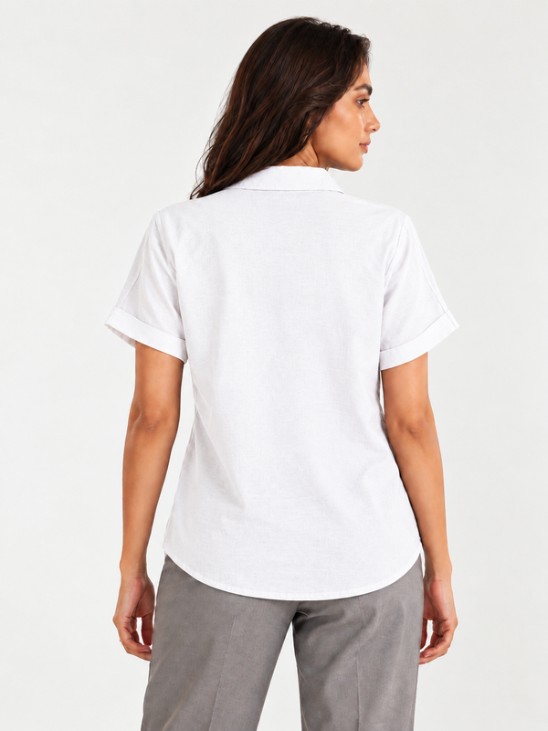 Women’s Shoulder Down Cotton Slub Solid Casual Shirt