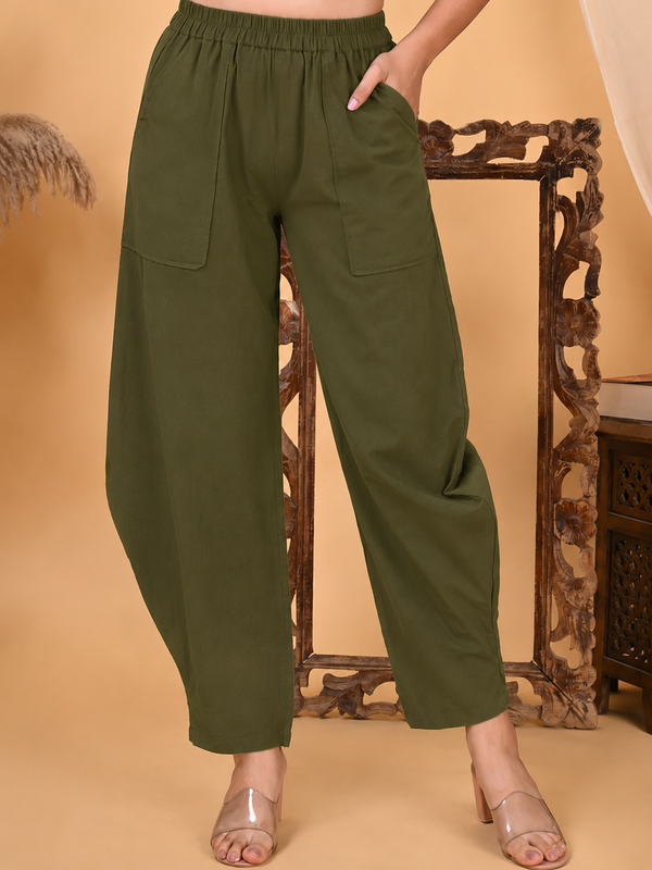 Premium Women Cotton Solid Balloon Fit Pants