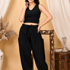 Premium Pure Cotton Bubble Fit Women Pants