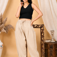 Premium Pure Cotton Bubble Fit Women Pants