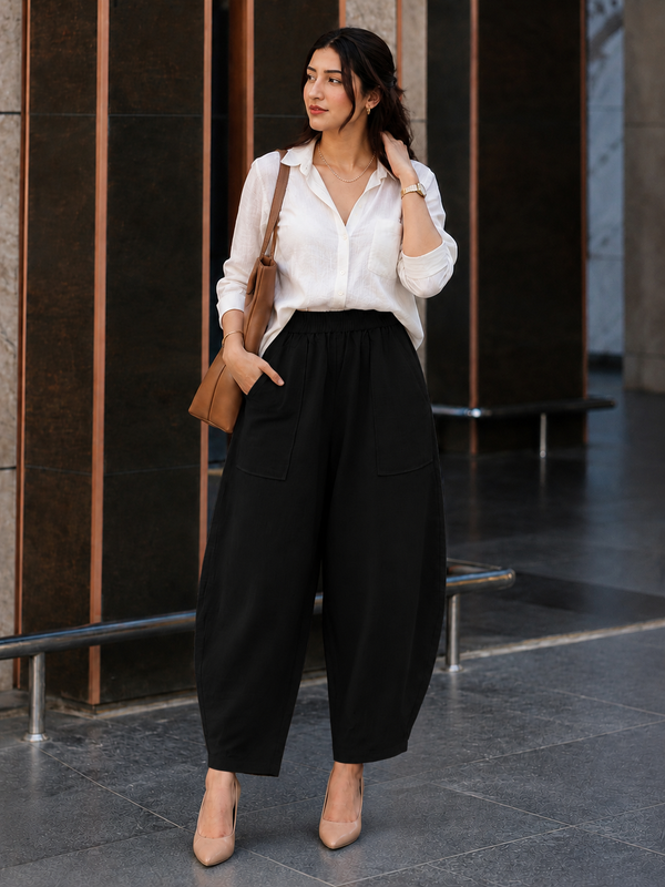 Women Cotton Balloon Fit Pants