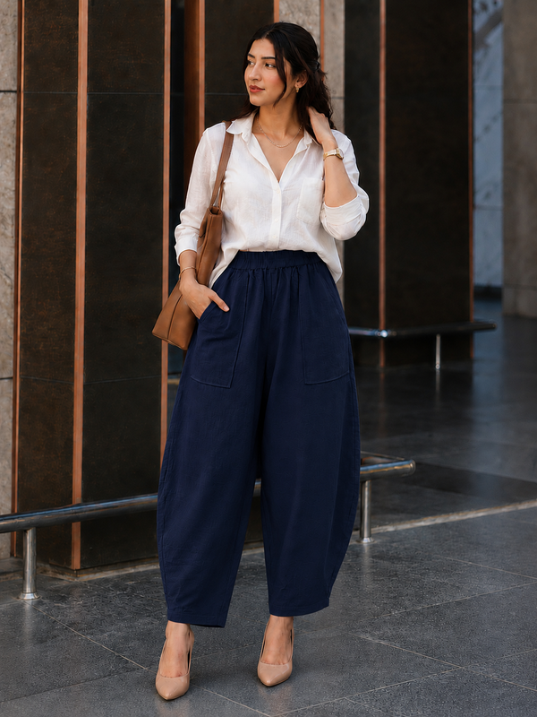 Women Cotton Balloon Fit Pants