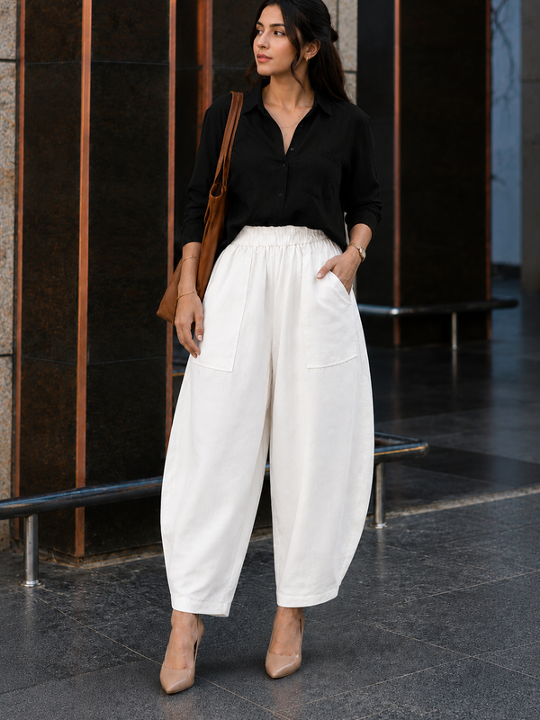 Women Cotton Balloon Fit Pants