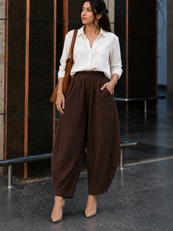 Women Cotton Balloon Fit Pants