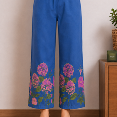 Women Navy Blue Floral Printed Pure Cotton Co-Ord Set