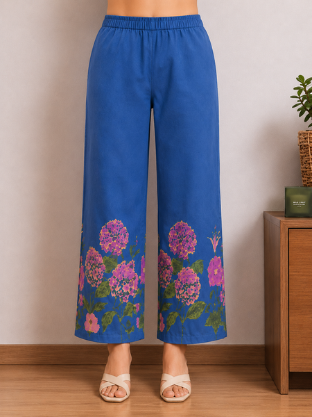 Women Navy Blue Floral Printed Pure Cotton Co-Ord Set