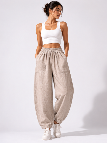 Premium Women Cotton Solid Balloon Fit Pants