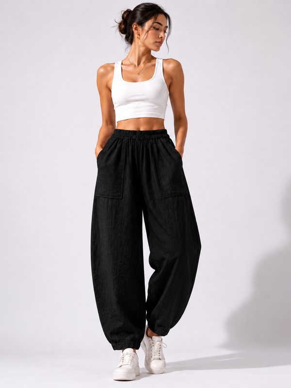 Premium Women Cotton Solid Balloon Fit Pants