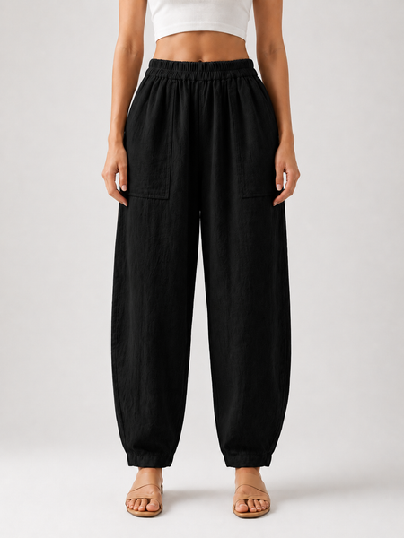 Premium Women Cotton Solid Balloon Fit Pants