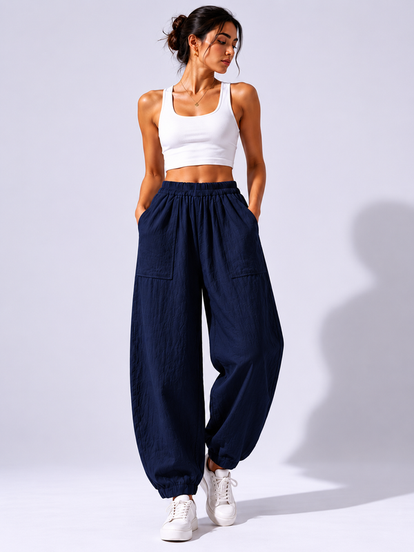 Premium Women Cotton Solid Balloon Fit Pants