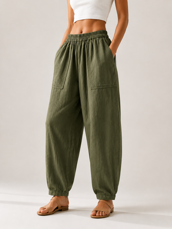 Premium Women Cotton Solid Balloon Fit Pants